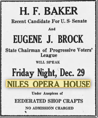 Niles Opera House - Dec 28 1922 Ad (newer photo)